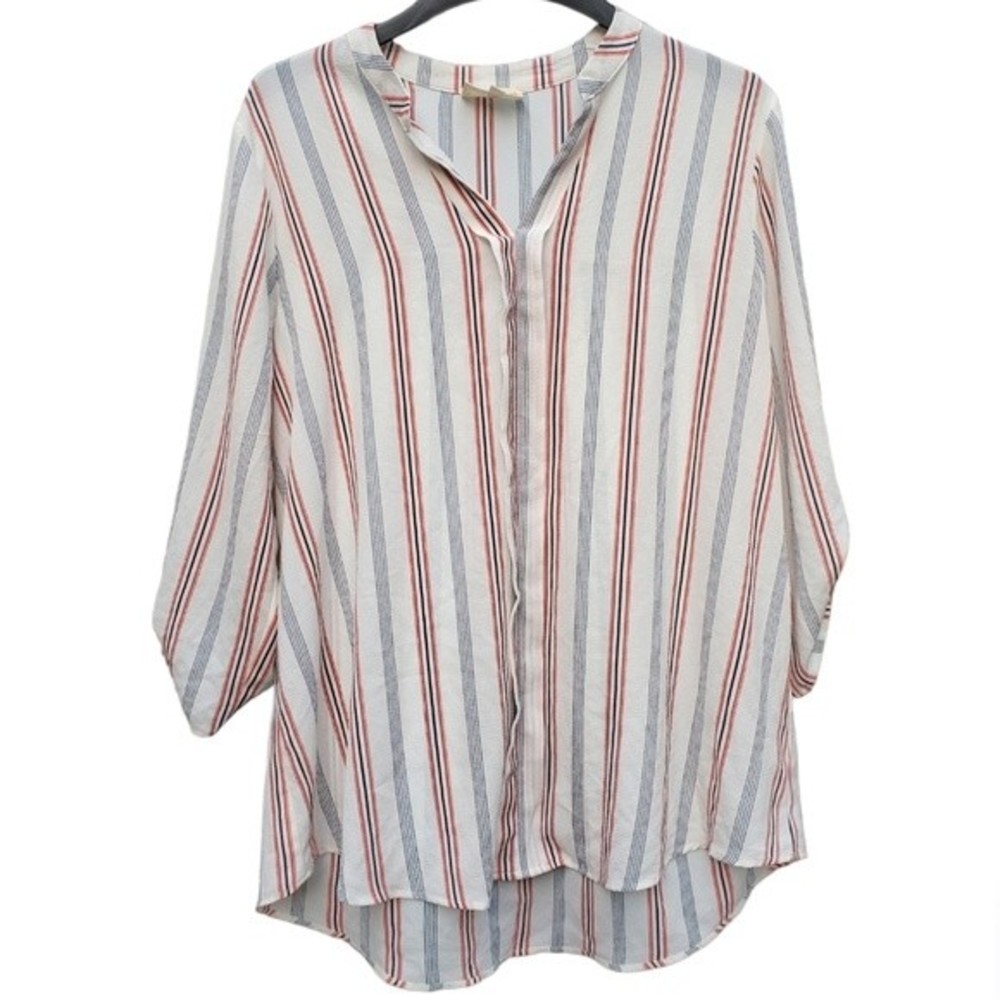 Flower and Feather Striped Blouse